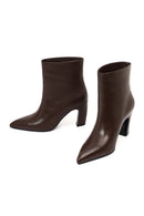 Women's Brown Thick Heeled Leather Boots | Derimod Women's Brown Thick Heeled Leather Boots | Derimod