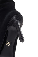 Women's Black Thin Heeled Suede Leather Boots | Derimod Women's Black Thin Heeled Suede Leather Boots | Derimod