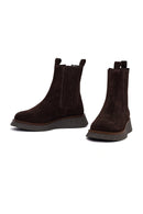 Woman Brown Thick-Soled Suede Chelsea Boots | Derimod Woman Brown Thick-Soled Suede Chelsea Boots | Derimod