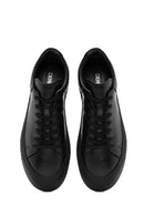 Erkek Siyah Bağcıklı Deri Sneaker | Derimod Erkek Siyah Bağcıklı Deri Sneaker | Derimod