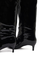 Woman Black Short Thin-Heeled Patent Leather Boot | Derimod Woman Black Short Thin-Heeled Patent Leather Boot | Derimod