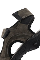 Erkek Yeşil Bantlı Nubuk Deri Casual Sandalet | Derimod Erkek Yeşil Bantlı Nubuk Deri Casual Sandalet | Derimod