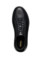 Geox Men's Black Deiven Lace-Up Leather Casual Sneaker | Derimod Geox Men's Black Deiven Lace-Up Leather Casual Sneaker | Derimod