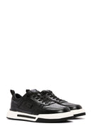 Men's Black Lace-up Thick-Sole Leather Sneaker | Derimod Men's Black Lace-up Thick-Sole Leather Sneaker | Derimod