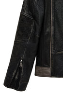 Barry Erkek Gri Hakim Yaka Slim-Fit Deri Mont | Derimod Barry Erkek Gri Hakim Yaka Slim-Fit Deri Mont | Derimod