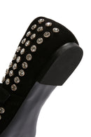 Women's Black Stone Leather Ballerinas | Derimod Women's Black Stone Leather Ballerinas | Derimod