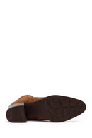 Woman Brown Zip Closure Chunky Heeled Suede Boots | Derimod Woman Brown Zip Closure Chunky Heeled Suede Boots | Derimod