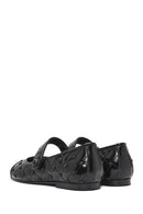Women's Black Banded Patterned Leather Ballerinas | Derimod Women's Black Banded Patterned Leather Ballerinas | Derimod