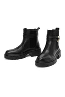 Women's Black Buckle Detailed Leather Chelsea Boots | Derimod Women's Black Buckle Detailed Leather Chelsea Boots | Derimod