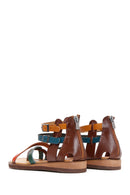 Women's Multicolored Flip-Flop Leather Bodrum Sandals | Derimod Women's Multicolored Flip-Flop Leather Bodrum Sandals | Derimod