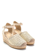 Kadın Deri Dolgu Topuklu Espadril | Derimod Kadın Deri Dolgu Topuklu Espadril | Derimod