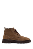 Male Beige Zip Closure Thick-Soled Nubuck Leather Boots | Derimod Male Beige Zip Closure Thick-Soled Nubuck Leather Boots | Derimod