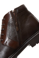 Men's Brown Leather Zippered Casual Boots | Derimod Men's Brown Leather Zippered Casual Boots | Derimod