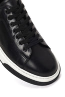 Erkek Siyah Bağcıklı Kalın Tabanlı Deri Sneaker | Derimod Erkek Siyah Bağcıklı Kalın Tabanlı Deri Sneaker | Derimod
