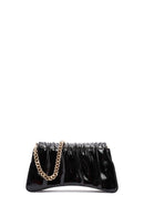 Women's Black Chain Strap Patent Leather Shoulder Bag | Derimod Women's Black Chain Strap Patent Leather Shoulder Bag | Derimod