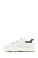 Men's White Lace-Up Thick-Soled Leather Sneakers | Derimod Men's White Lace-Up Thick-Soled Leather Sneakers | Derimod