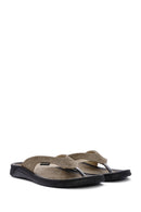 Men's Mink Flip Flop Nubuck Leather Slippers | Derimod Men's Mink Flip Flop Nubuck Leather Slippers | Derimod