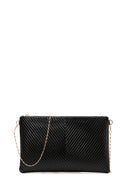 Women's Black Long Chain Strap Metallic Clutch Bag | Derimod Women's Black Long Chain Strap Metallic Clutch Bag | Derimod