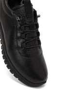 Kadın Siyah Bağcıklı Kalın Tabanlı Deri Sneaker | Derimod Kadın Siyah Bağcıklı Kalın Tabanlı Deri Sneaker | Derimod