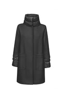Geox Women's Black Diamant Long Coat | Derimod Geox Women's Black Diamant Long Coat | Derimod