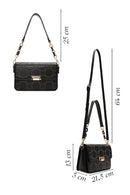 Women's Black Long Strap Stoned Shoulder Bag | Derimod Women's Black Long Strap Stoned Shoulder Bag | Derimod