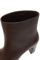 Women's Brown Thick Heeled Leather Boots | Derimod Women's Brown Thick Heeled Leather Boots | Derimod