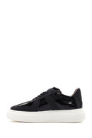 Men's Black Lace-up Patent Leather Casual Sneaker | Derimod Men's Black Lace-up Patent Leather Casual Sneaker | Derimod
