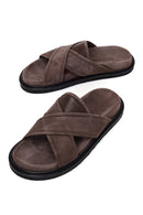 Male Brown Suede Slipper | Derimod Male Brown Suede Slipper | Derimod