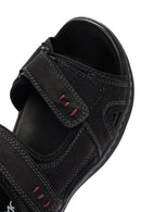 Erkek Siyah Nubuk Deri Sandalet | Derimod Erkek Siyah Nubuk Deri Sandalet | Derimod