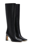 Women's Black Leather Heeled Boots | Derimod Women's Black Leather Heeled Boots | Derimod