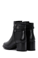 Woman Black Zip Closure Chunky-Heel Boots | Derimod Woman Black Zip Closure Chunky-Heel Boots | Derimod