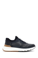 Erkek Lacivert Bağcıklı Kalın Tabanlı Deri Casual Sneaker | Derimod Erkek Lacivert Bağcıklı Kalın Tabanlı Deri Casual Sneaker | Derimod