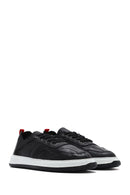 Erkek Siyah Bağcıklı Deri Sneaker | Derimod Erkek Siyah Bağcıklı Deri Sneaker | Derimod