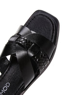 Women's Black Leather Slippers | Derimod Women's Black Leather Slippers | Derimod