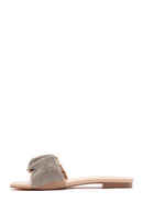 Women's Beige Stone Flat Slippers | Derimod Women's Beige Stone Flat Slippers | Derimod