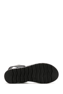 Women's Black Knit Patterned Sandals | Derimod Women's Black Knit Patterned Sandals | Derimod