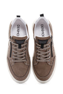 Erkek Vizon Nubuk Deri Sneaker | Derimod Erkek Vizon Nubuk Deri Sneaker | Derimod