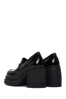 Kadın Siyah Deri Topuklu Loafer | Derimod Kadın Siyah Deri Topuklu Loafer | Derimod