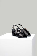 Women's Black Faux Leather Sandals | Derimod Women's Black Faux Leather Sandals | Derimod