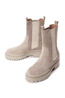 Women's Gray Suede Leather Chelsea Boots | Derimod Women's Gray Suede Leather Chelsea Boots | Derimod