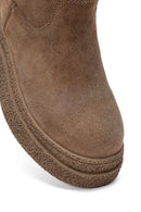 Woman Mink Zip Closure Thick-Soled Suede Teddy Boots | Derimod Woman Mink Zip Closure Thick-Soled Suede Teddy Boots | Derimod