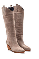 Women's Suede Leather Heeled Cowboy Boots | Derimod Women's Suede Leather Heeled Cowboy Boots | Derimod