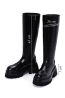 Women's Black Thick High-Sole Zippered Leather Boots | Derimod Women's Black Thick High-Sole Zippered Leather Boots | Derimod