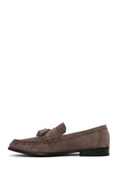 Erkek Gri Püsküllü Süet Deri Casual Loafer | Derimod Erkek Gri Püsküllü Süet Deri Casual Loafer | Derimod