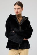 Gardena Women's Black Double-Sided Teddy Coat | Derimod Gardena Women's Black Double-Sided Teddy Coat | Derimod