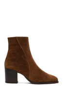 Kadın Taba Fermuarlı Kalın Topuklu Süet Deri Bot | Derimod Kadın Taba Fermuarlı Kalın Topuklu Süet Deri Bot | Derimod