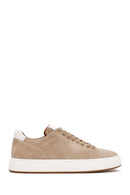 Men's Beige Lace-up Suede Leather Sneaker | Derimod Men's Beige Lace-up Suede Leather Sneaker | Derimod