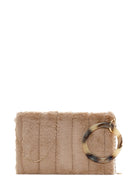 Women's Beige Chain Strap Plush Clutch Bag | Derimod Women's Beige Chain Strap Plush Clutch Bag | Derimod