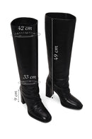 Woman Black Thick-Heeled Leather Boots | Derimod Woman Black Thick-Heeled Leather Boots | Derimod