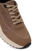 Male Mink Lace-Up Thick-Soled Nubuck Leather Sneaker | Derimod Male Mink Lace-Up Thick-Soled Nubuck Leather Sneaker | Derimod